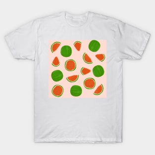 Summer fruit on pink Watermelon Pattern T-Shirt